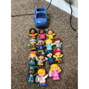 Fisher-Price Little People Lot 14 Figures and Blue SUV Car Community Helpers Toy